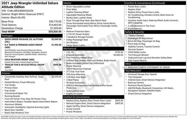 2021 Jeep Wrangler Unlimited Sahara Altitude 4x4