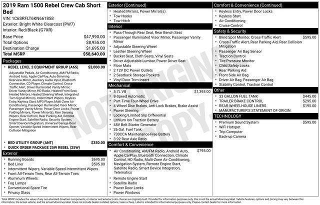 2019 RAM 1500 Rebel Crew Cab 4x4 5'7" Box
