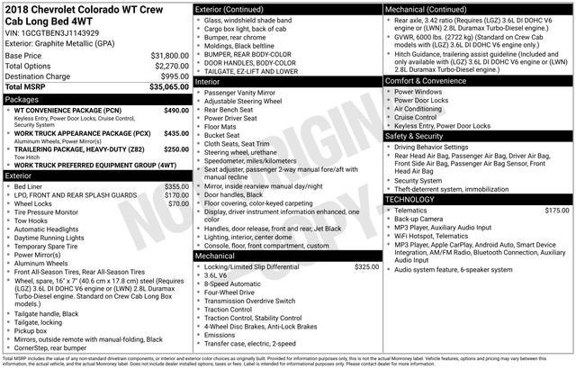 2018 Chevrolet Colorado 4WD Work Truck