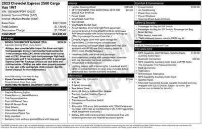 2023 Chevrolet Express Cargo 2500 RWD 2500 Regular Wheelbase WT
