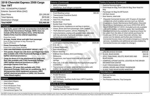 2018 Chevrolet Express Cargo 2500 Work Van