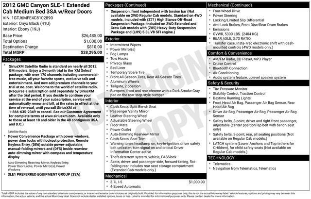 Used 2012 GMC Canyon SLE with VIN 1GTJ6MFE4C8102890 for sale in Imlay City, MI