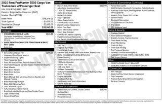 2025 RAM ProMaster Cargo Van Tradesman