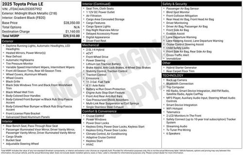 2025 Toyota Prius LE