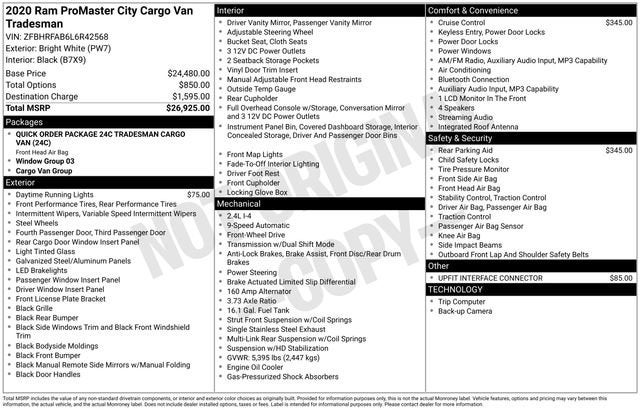 2020 RAM ProMaster City Cargo Van Tradesman