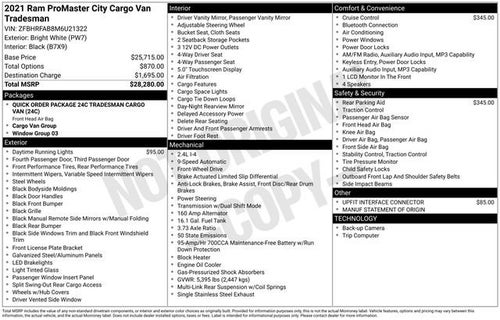 2021 RAM ProMaster City Cargo Van Tradesman